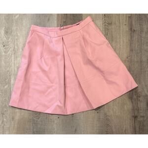 J.Crew A-Line Mini Skirt Womens Size 4 Pink Polyester Pleated Front Pockets
